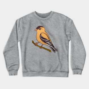 American Goldfinch Yellow Bird on Branch Crewneck Sweatshirt